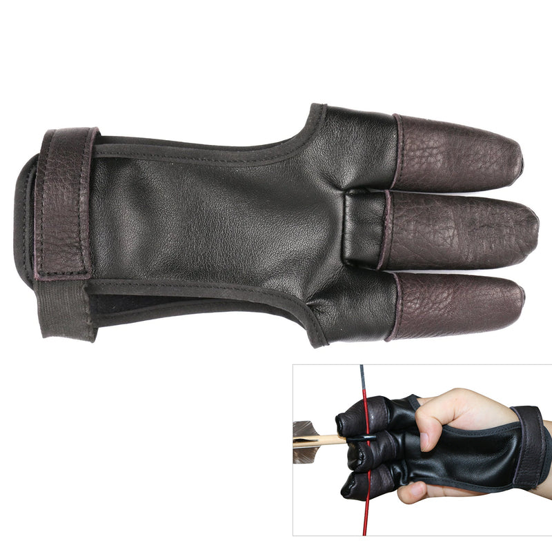 Archery Hand Guard Protective Leather 3 Fingers Glove Left Right Archer Fingers Tab