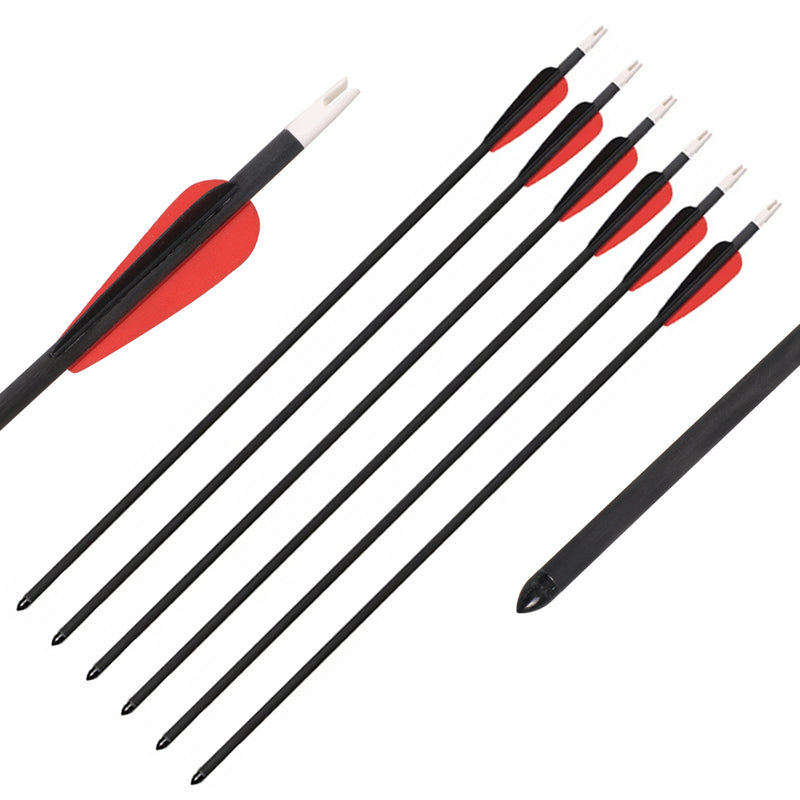 6Pcs 24" Archery Kids Pure Carbon Arrows Spine 250 for Yourh Compound Bow