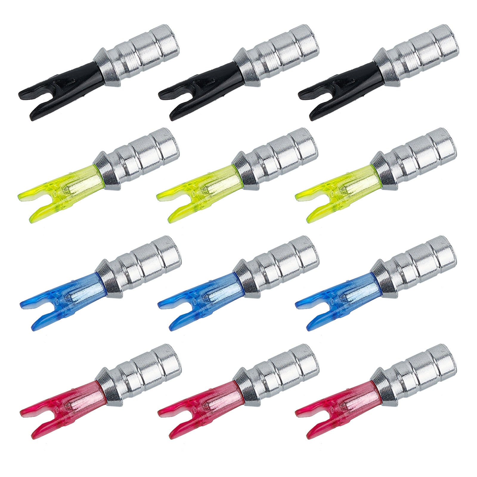 12Pcs Archery Arrow Pin Nock Aluminum Pins and Plastic Nocks for ID 6 ...