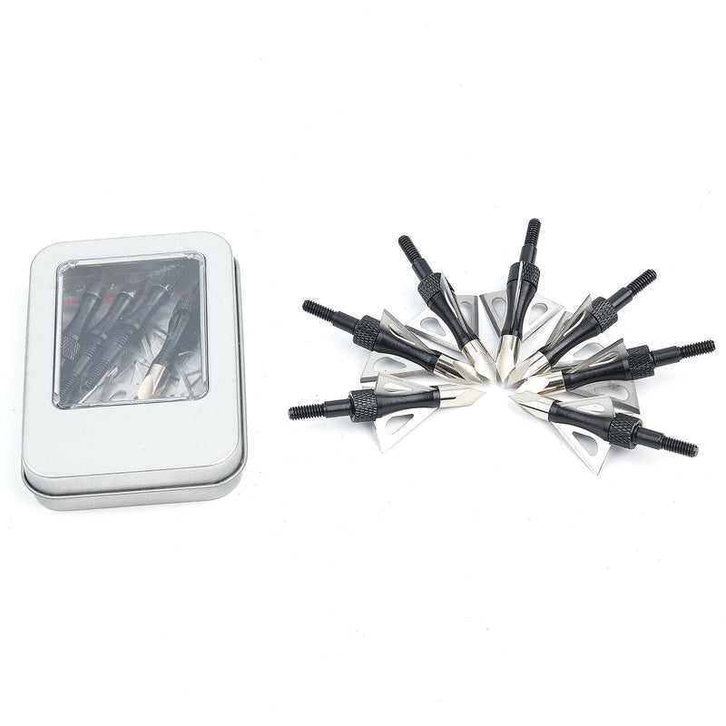 Bowstar 12Pcs Broadheads 100 Grain 3 Blade Broad Screw-in Arrow Heads Tips