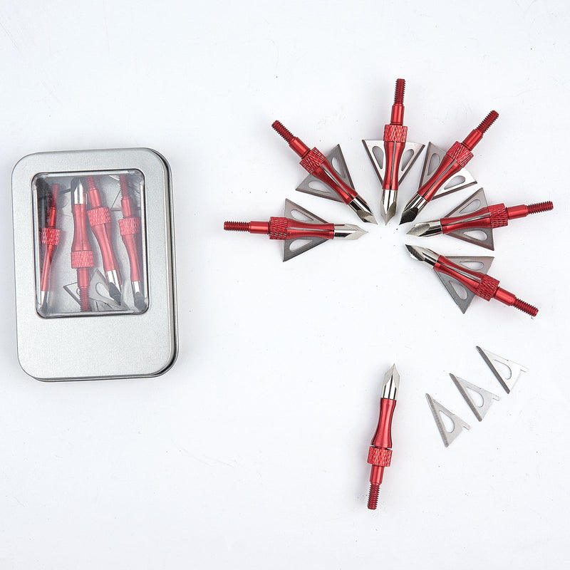 Bowstar 12Pcs Broadheads 100 Grain 3 Blade Broad Screw-in Arrow Heads Tips