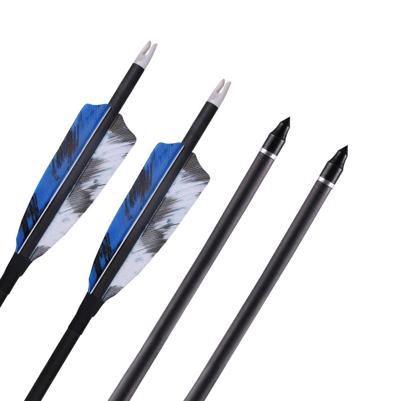 30 Flèches De Chasse Carbone – Pointes Amovibles – Spine 500 – Pour Arc Compound/recurve