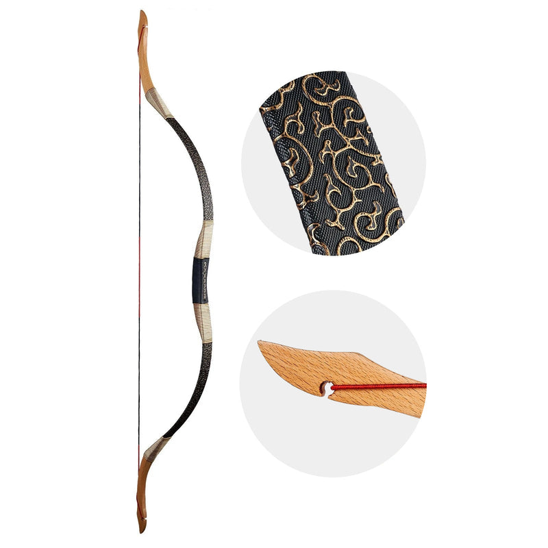 Archery 48"- 54" Traditional Recurve Bow and Carbon Arrows Set Mongolian Horse Bow 30-50lbs