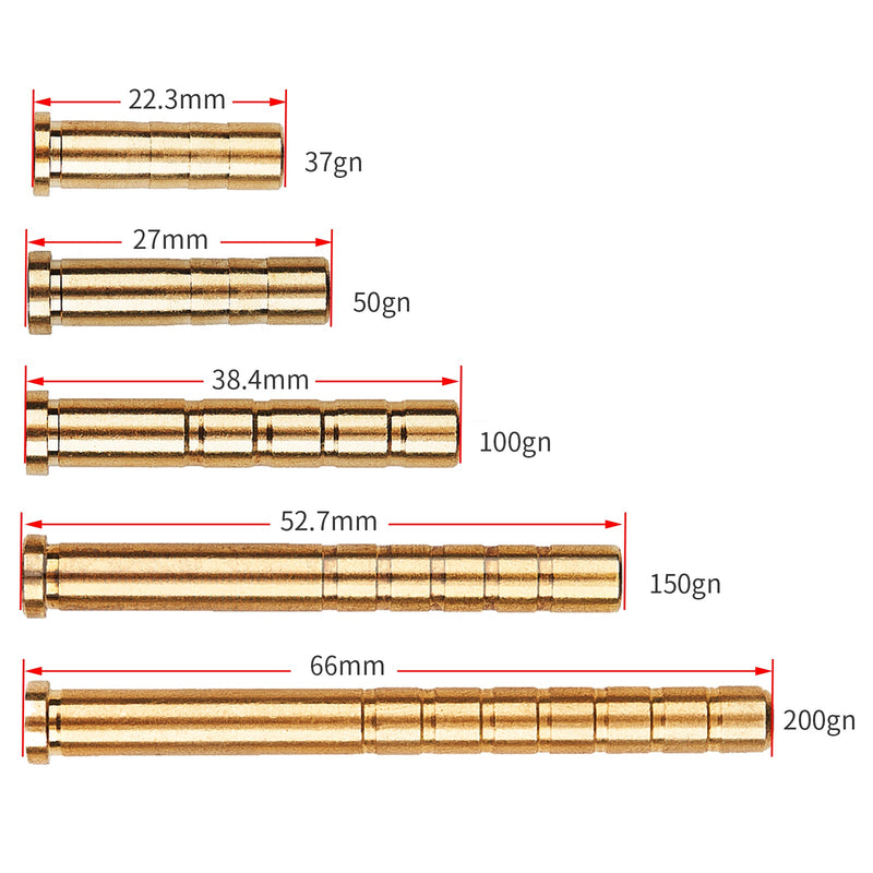 6pcs Archery Arrow Copper Insert 37/50/100/150/200 Grain Fit For Diameter 6.2mm Arrow Shaft