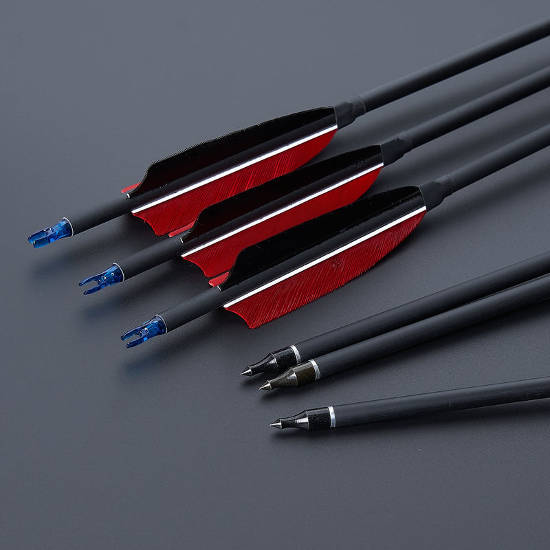 12pcs 30" Archery Feather Fletched Carbon Arrow Spine 500 For Outdoor Shooting Accessories