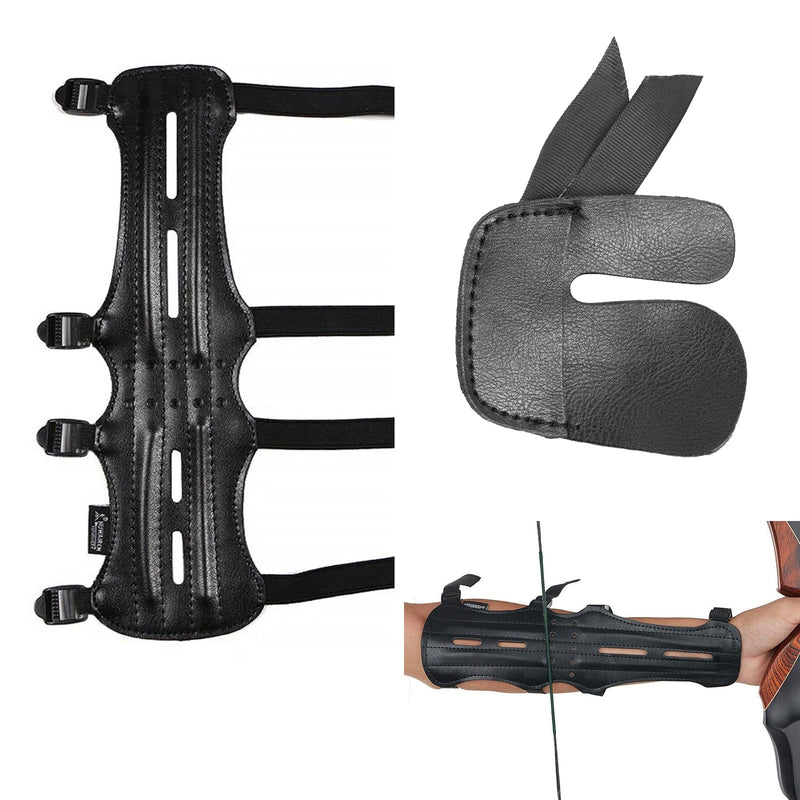 Archery Protective Gears Leather Arm Guard and Guard Tab Kit