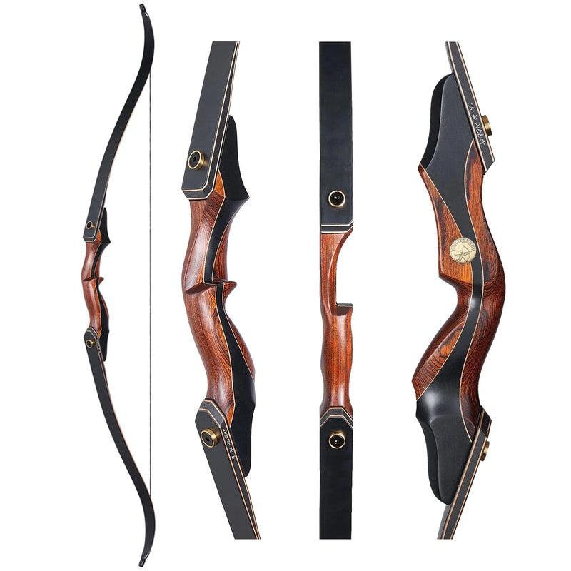 Archery  60" Hunting Recurve Bow Takedown Wood Laminated Bow Right Handed for Outdoor Shooting 30-50lbs