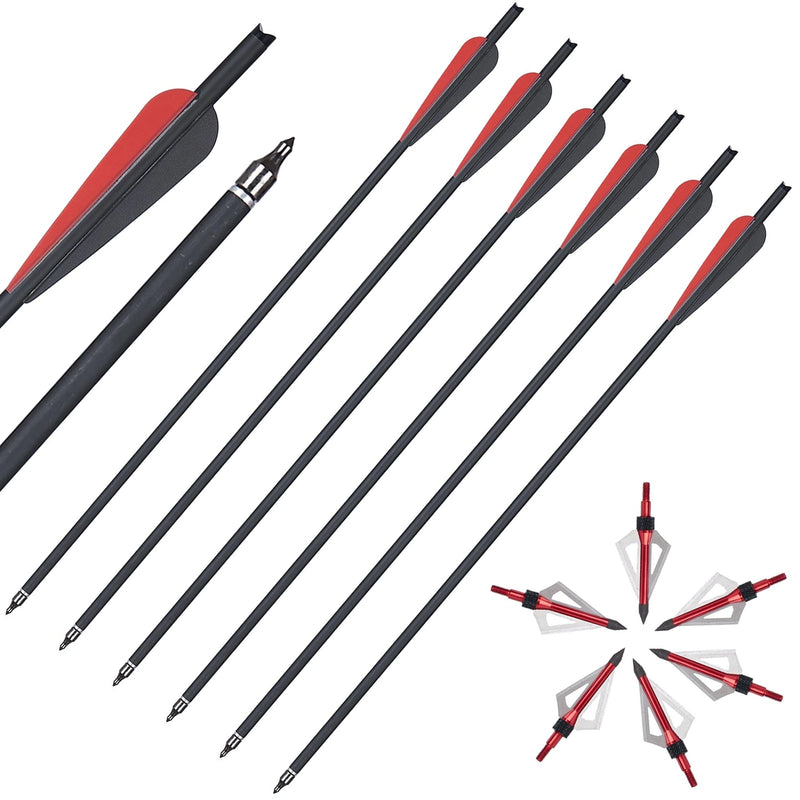 20 Inch Carbon Crossbow Bolts 12 Pack, Carbon Crossbow Arrows for