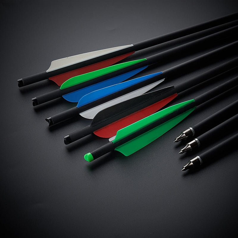 20 Inch Crossbow Bolt and Broadheads Set 12pcs Carbon Arrows with 6pcs Hunting Broadheads