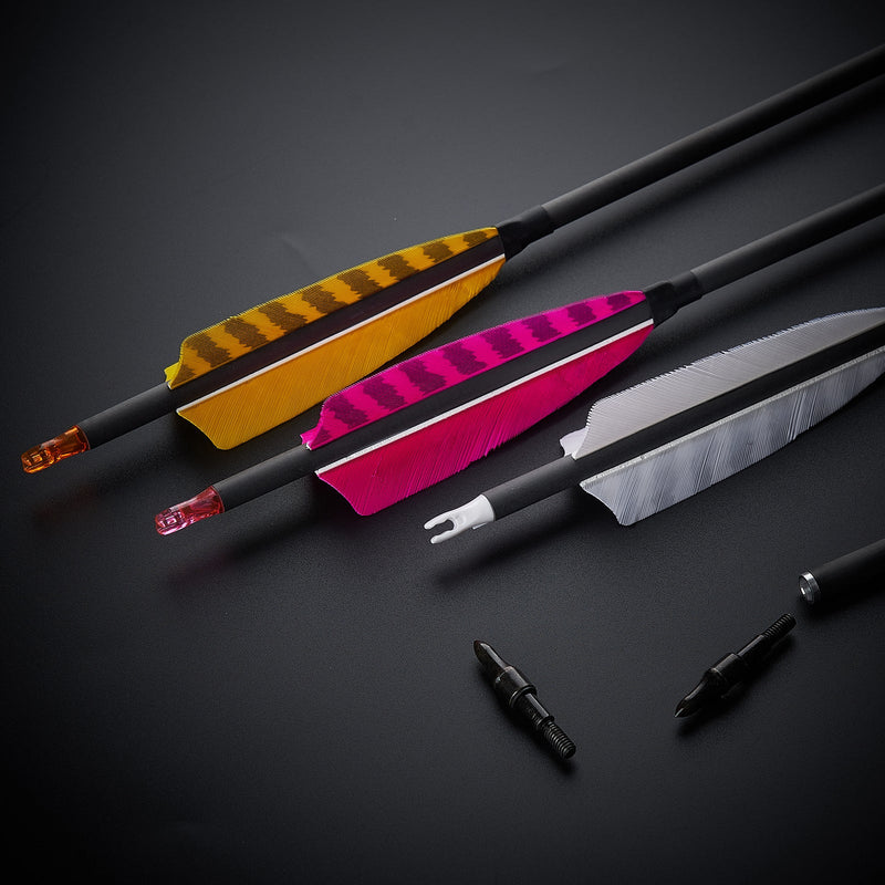 12pcs 32" Archery Turkey Feather Fletched Pure Carbon Arrows Spine 400 For Target Practice Shooting
