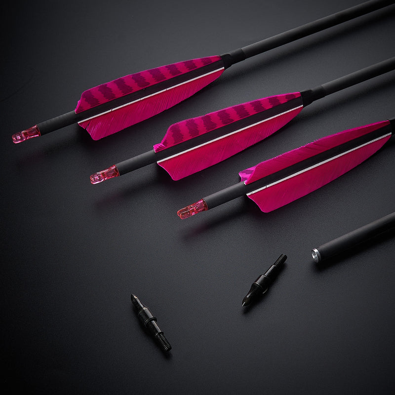 12pcs 32" Archery Turkey Feather Fletched Pure Carbon Arrows Spine 400 For Target Practice Shooting