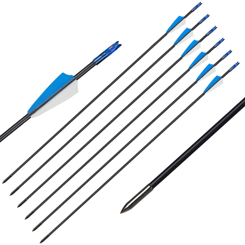 12pcs Archery 31.5" Fiberglass Arrows Spine 800 Diameter 6mm for Recurve Bow Youth Beginner Shooting Target Practicing