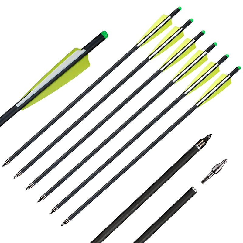 12pcs 20inch Carbon Crossbow Bolts Hunting Archery Arrows with Replaced Arrowhead Tips