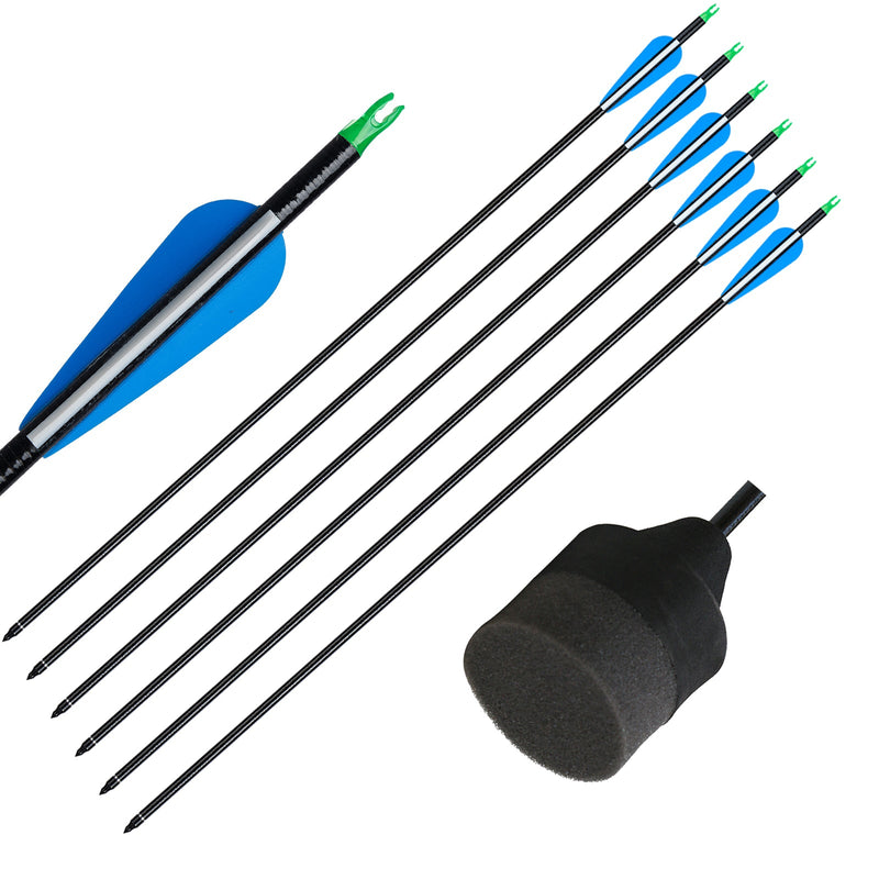 24pcs Fiberglass Arrows with Sponge Foam Arrowheads Set for Archery Target Shooting Games