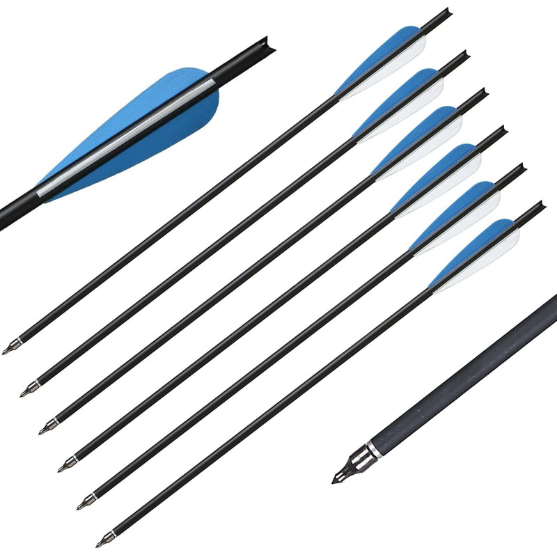 12pcs Carbon Crossbow Bolts 20 inch Crossbow Arrows with Moon Nocks and Removable Tips