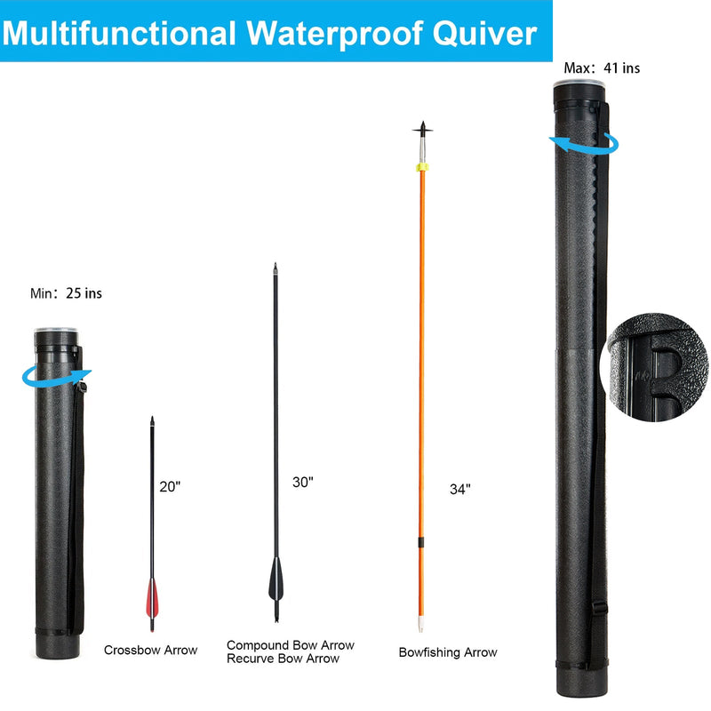 Archery Arrow and Quiver Set 12pcs Fletched Carbon Arrows with Adjustable  Arrow Tube 63-105cm