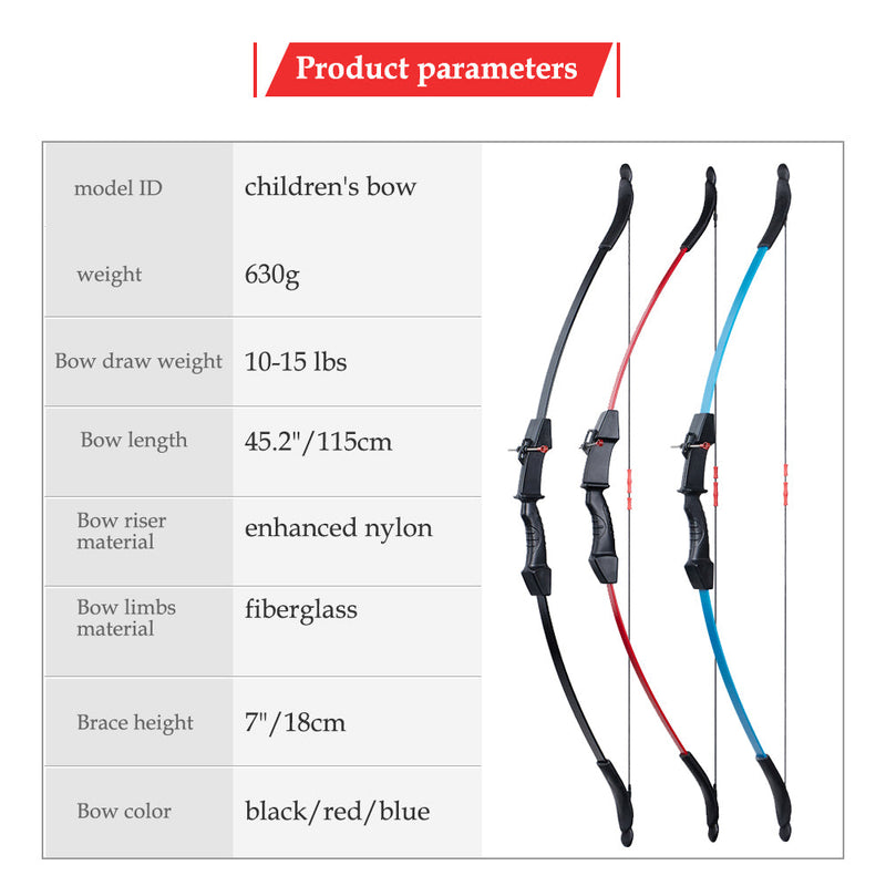 Archery 45" Kids Ambidextrous Recurve Bow Set with Youth Arrow Quiver