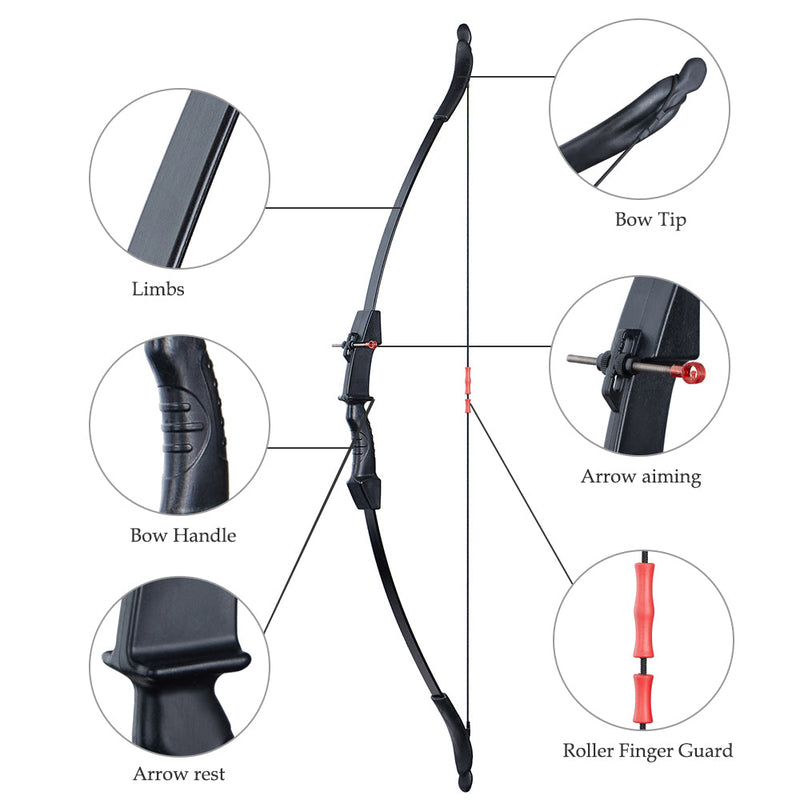 Archery 45" Kids Ambidextrous Recurve Bow Set with Youth Arrow Quiver