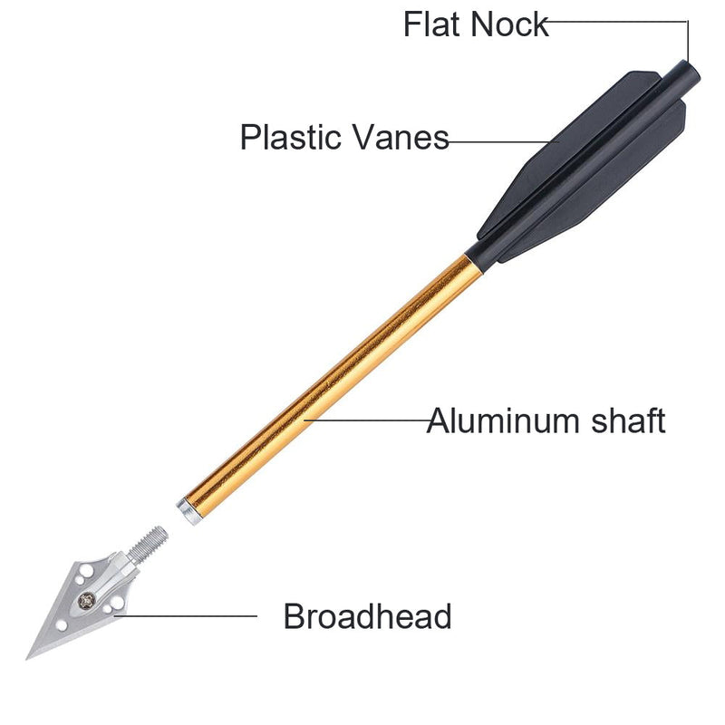 24pcs 6.5 Inch Crossbow Arrow Aluminum Tips Bolt with 2-Blade Replaceable Broadheads Outdoor Shooting Hunting Arrow