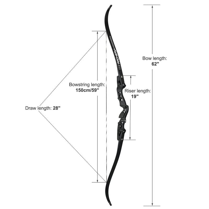 Archery 62" ILF Recurve Bow 25-60lbs Right Hand Hunting Bow Aluminum Alloy Riser