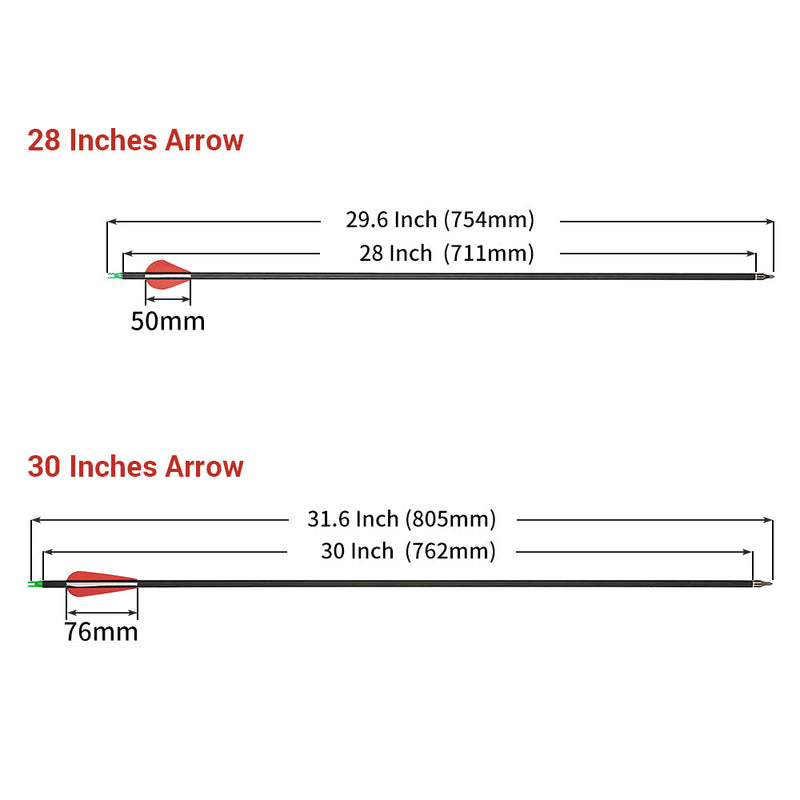 Bowstar 28" Fletched Carbon Arrows Spine 500 for Compound Recurve Bow 12pcs