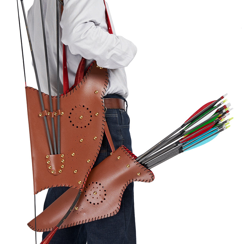 Archery Leather Arrow Quiver And Bow Bag Set For Traditional Longbow archery-leather-arrow-quiver-and-bow-bag-set-for-traditional-longbow