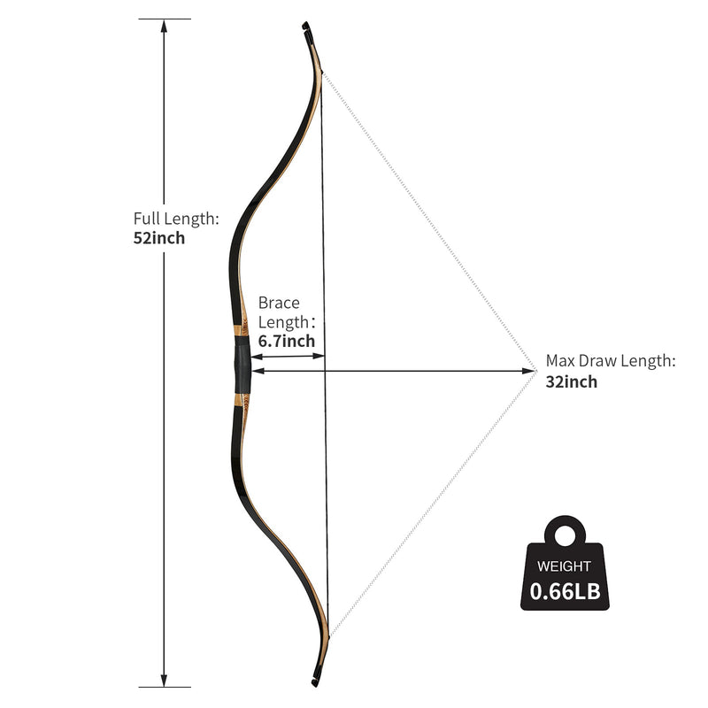 52 Inch Archery Traditional Laminated Takedown Recurve Bow For Outdoor Hunting Target Practice 20-50 lbs