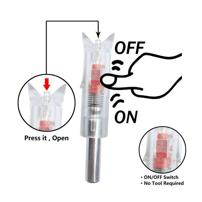 6pc Archery Lighted Arrow Nock LED Light for Arrow Shaft ID 7.62mm Outdoor Sports Hunting Shooting Accessories