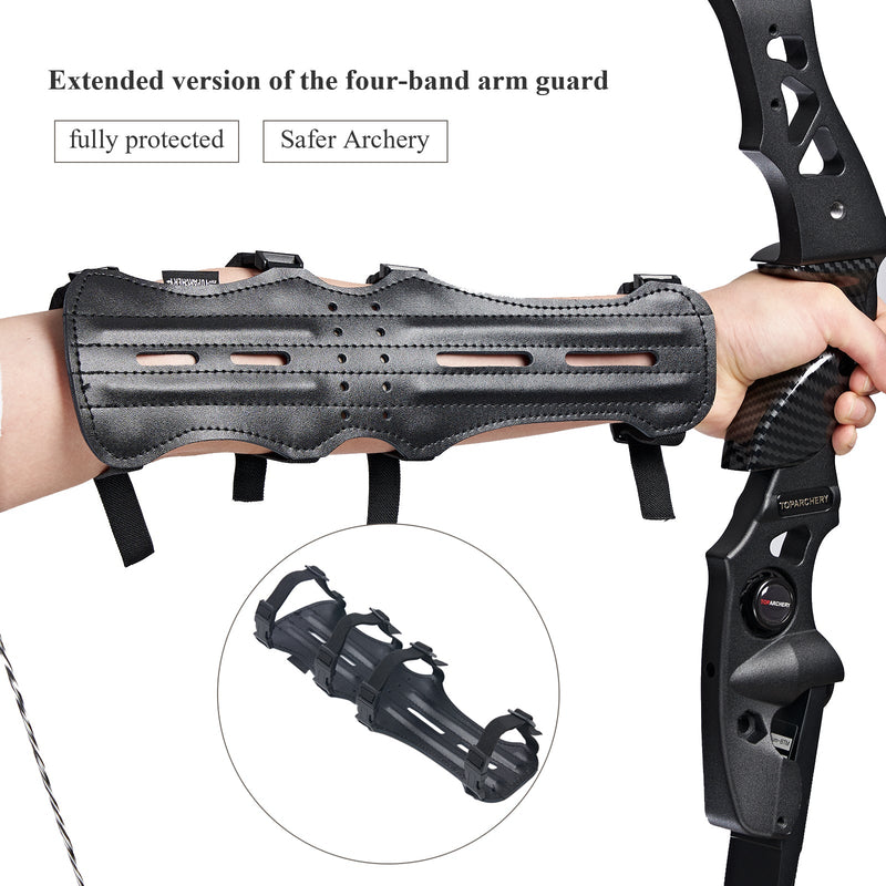 12" Archery Arm Guard Ultra Light Weight Leather with Adjustable 4 Strap Protective Gear