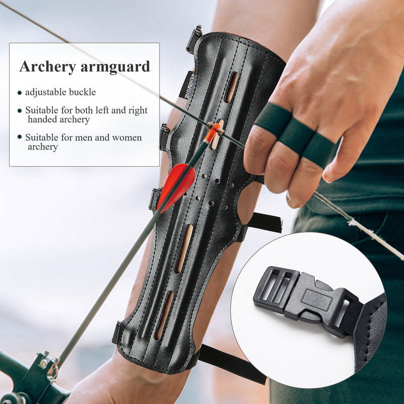 12" Archery Arm Guard Ultra Light Weight Leather with Adjustable 4 Strap Protective Gear