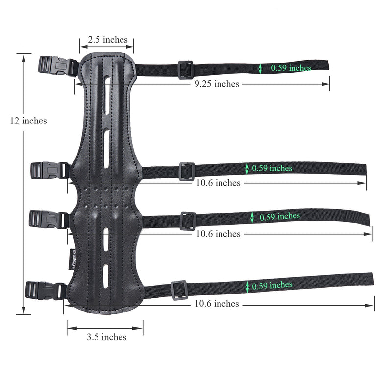 12" Archery Arm Guard Ultra Light Weight Leather with Adjustable 4 Strap Protective Gear