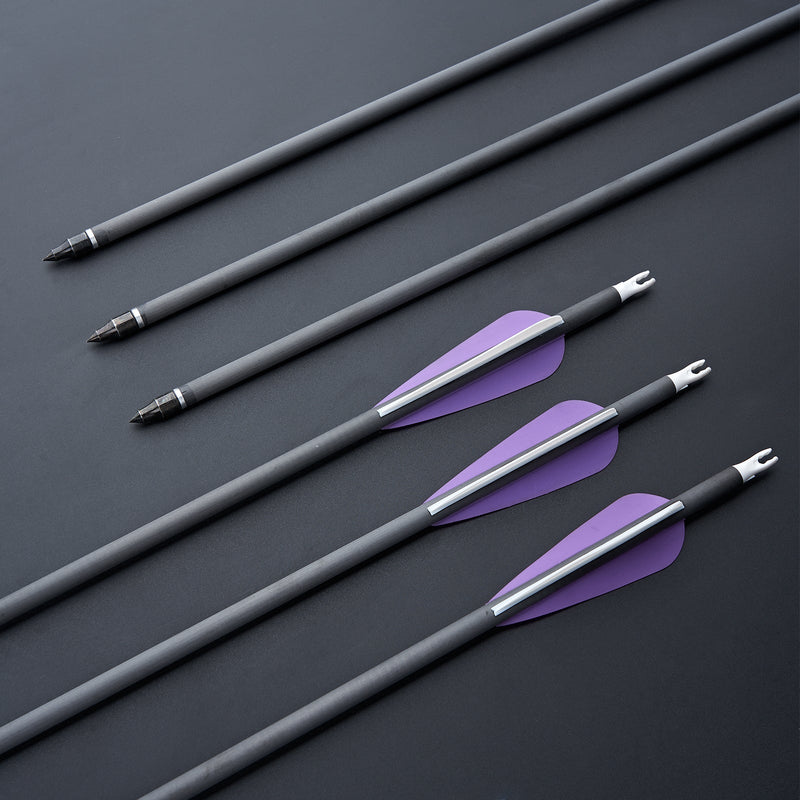 12pcs Archery 32" Carbon Arrows Spine 350 Practice Hunting Arrows for Recurve Compound Bow