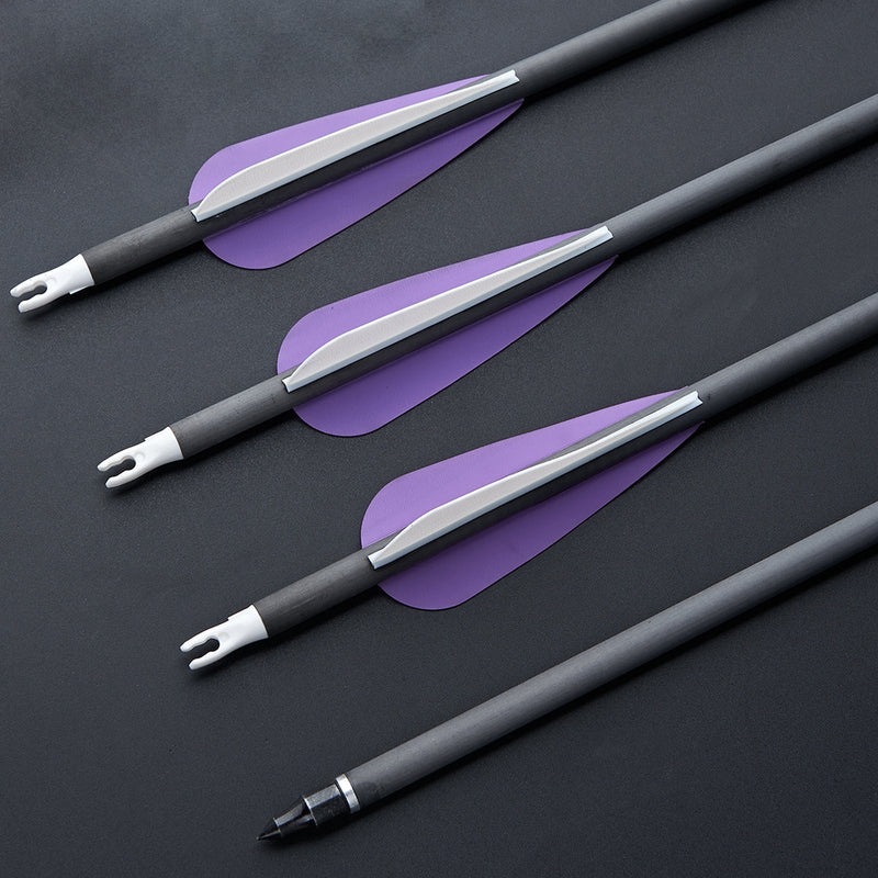 12pcs Archery 32" Carbon Arrows Spine 350 Practice Hunting Arrows for Recurve Compound Bow